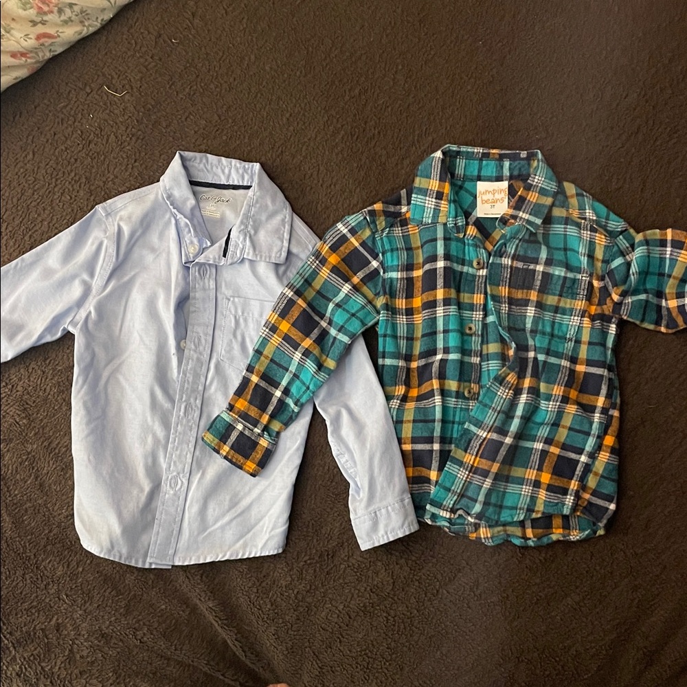 Jumping Beans Blue and Plaid Kids Button Down Shirts